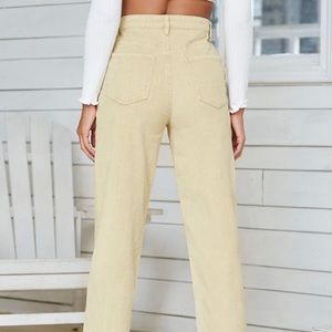 SHEIN | High Waisted Corduroy Pants in Beige
